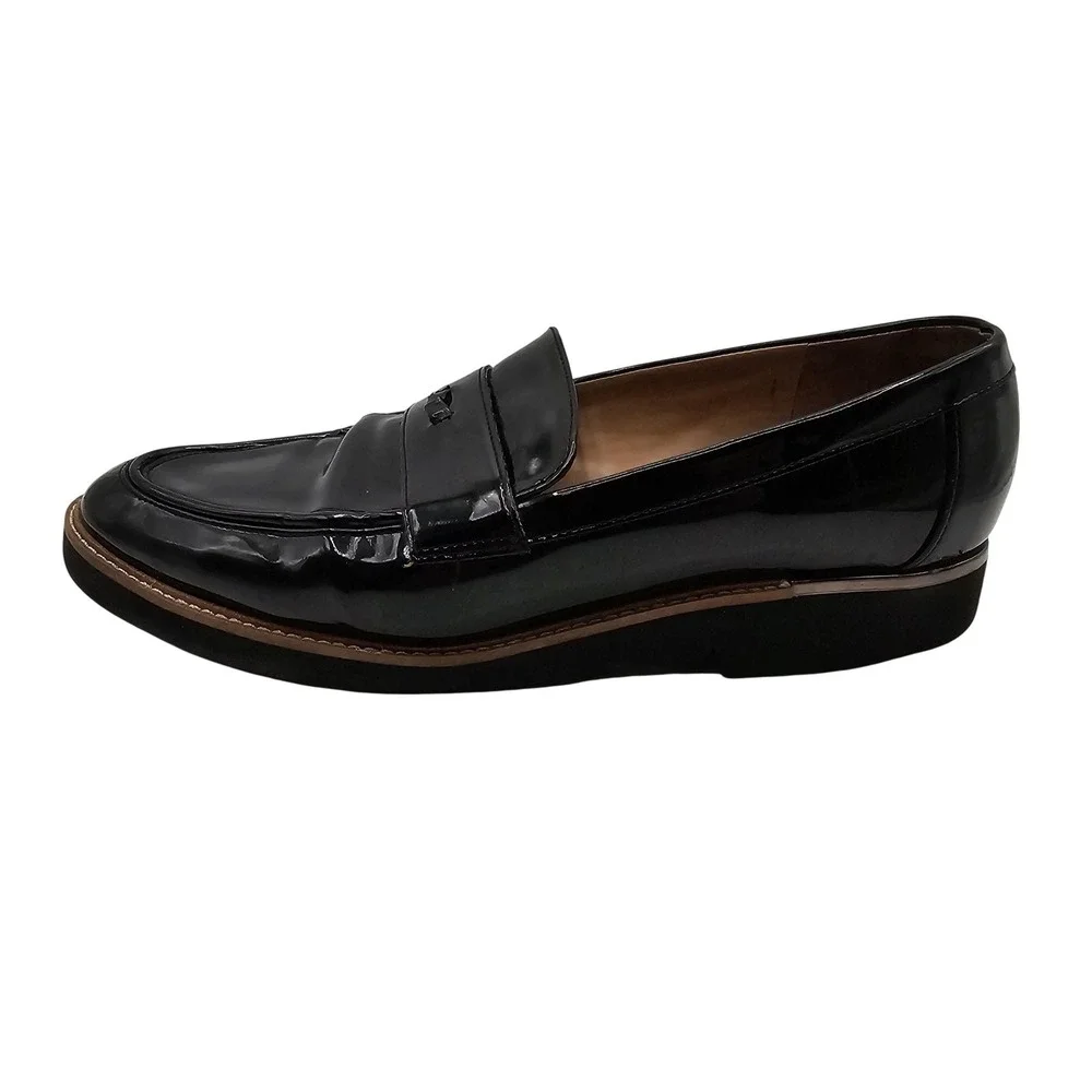 Franco Sarto Camden Shoes Womens Size 9.5 Black‎ Patent Loafer Flats Comfort